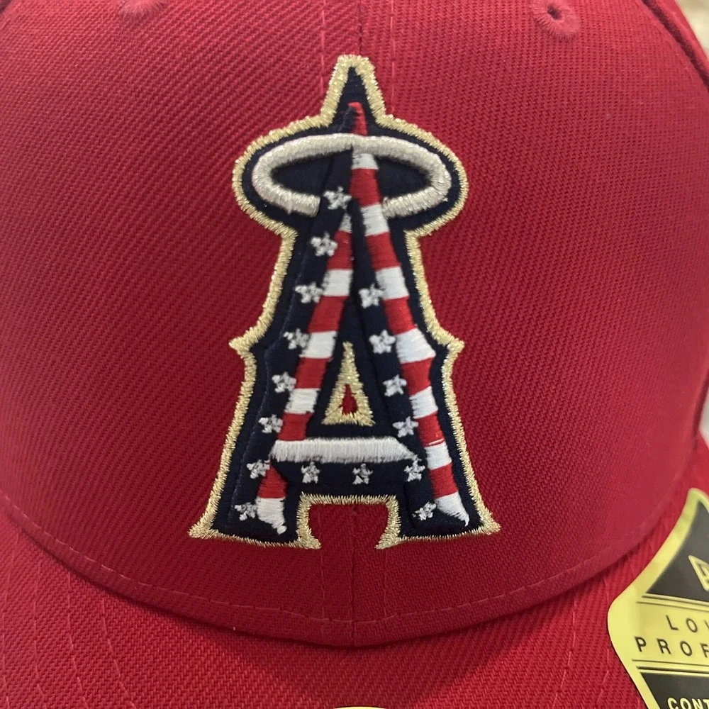 Los Angeles Angels 4th July Flag Hat USA Side Patch New Era 59FIFTY Sz 8 NWT